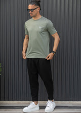 Ανδρική κοντομάνικη μπλούζα Henry clothing - 3-730 - basic logo t- shirt χακί