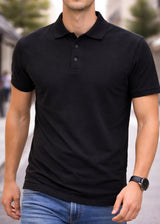 Κοντομάνικη μπλούζα τύπου πόλο GUF-CP2200-basic polo slim fit tee black