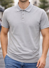 Κοντομάνικη μπλούζα τύπου πόλο GUF-CP2200-basic polo slim fit tee ice