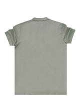Κοντομάνικη μπλούζα τύπου πόλο GUF-CP2200-basic polo slim fit tee light khaki