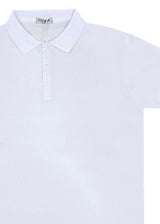 Κοντομάνικη μπλούζα τύπου πόλο GUF - DB-160-4 - basic polo slim fit tee λευκό