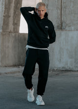 Ανδρική φόρμα με λάστιχο Two Brothers - BT-25590 - signature logo regular fit pants μαύρο
