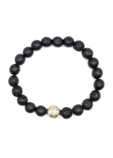 GUF CLOTHING - Βραχιόλι μαύρο Siver Sphere - GNG0221