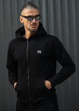 HENRY CLOTHING - Ανδρική ζακέτα με κουκούλα - Μαύρη HR- 3-815