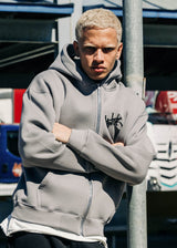 TWO BROTHERS Ανδρική ζακέτα φούτερ με κουκούλα basic logo zip-up - Ice BF-26910