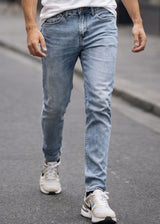 Ανδρικό τζιν παντελόνι-GUF-JK3047-basic jeans slim fit μπλε