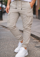 Ανδρικό cargo παντελόνι GUF-KS22-738-beige regular fit μπεζ