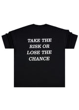 Ανδρική κοντομάνικη μπλούζα oversized Close society-STO-202-black take the risk or lose the chance