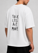 CLOSE SOCIETY Ανδρική κοντομάνικη μπλούζα λευκή oversized Talk Less Act More STO-208-white