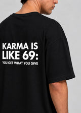 CLOSE SOCIETY - Ανδρικό oversized t-shirt Karma is like... - Μαύρο STO-325