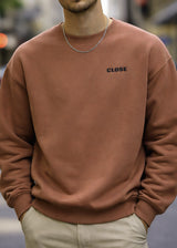 Ανδρικό φούτερ Close society-W25-400- brown logo sweatshirt καφέ