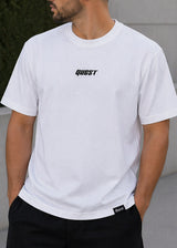 QUEST CLOTHING Ανδρική κοντομάνικη μπλούζα λευκή QUEST LOGO WHT-35-white