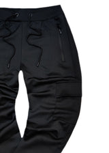 Ανδρική φόρμα cargo χωρίς χνούδι GUF-X-2202-elegant pants μαύρο