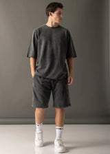 Ανδρική βερμούδα Vinyl Art Clothing - 02520-01 - regular fit premium washed shorts μαύρο