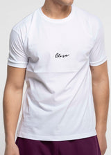 CLOSE SOCIETY Ανδρική κοντομάνικη μπλούζα λευκή Calligraphy black logo 100-15-white