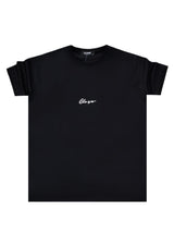 CLOSE SOCIETY Ανδρική κοντομάνικη μπλούζα μαύρη Calligraphy White Logo 100-16-black