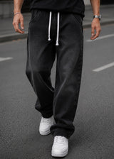 GUF CLOTHING Ανδρικό τζιν παντελόνι Baggy μαύρο με λάστιχο στη μέση 133-black