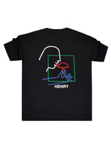 HENRY CLOTHING Ανδρική κοντομάνικη μπλούζα μαύρη 3-709-black