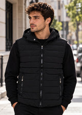 GUF CLOTHING Ανδρικό αμάνικο μπουφάν με αποσπώμενη κουκούλα - Μαύρο 2102