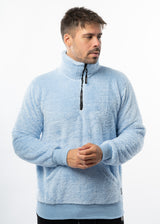 Ανδρική φούτερ με κολάρο New wave clothing - 232-39 - half zip sherpa design σιελ