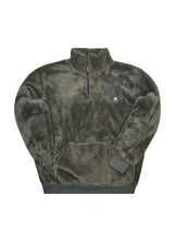 Ανδρική φούτερ με κολάρο New wave clothing - 232-39 - half zip sherpa design χακί