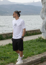 Ανδρική κοντομάνικη μπλούζα Henry clothing - 3-612 - H logo λευκό