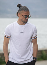 HENRY CLOTHING Ανδρική κοντομάνικη μπλούζα λευκή basic logo 3-615-white