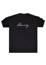HENRY CLOTHING Ανδρική κοντομάνικη μπλούζα μαύρη Henry Calligraphy 3-633-black