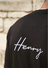 HENRY CLOTHING Ανδρική κοντομάνικη μπλούζα μαύρη Henry Calligraphy 3-633-black