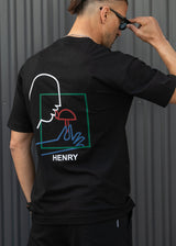 HENRY CLOTHING Ανδρική κοντομάνικη μπλούζα μαύρη 3-709-black