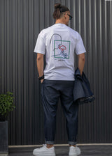 HENRY CLOTHING Ανδρική κοντομάνικη μπλούζα λευκή 3-709-white
