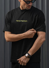 HENRY CLOTHING - Ανδρικό relaxed oversized t-shirt - Μαύρο 3-722