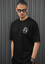 HENRY CLOTHING Ανδρική κοντομάνικη μπλούζα μαύρη La Vie En Rose 3-729-black