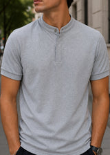 GUF CLOTHING Ανδρική κοντομάνικη μπλούζα γκρι Mao Polo Slim Fit 00124-3-grey CP2200