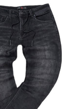 Ανδρικό παντελόνι τζιν με λάστιχο - GUF - BK-435 - slim fit jeans elasticated μαύρο