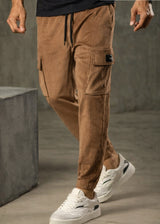 HENRY CLOTHING Ανδρικό παντελόνι cargo κοτλέ καφέ 5-102-brown