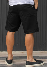HENRY CLOTHING Ανδρική υφασμάτινη βερμούδα μαύρη Fabric Elegant 5-204-black