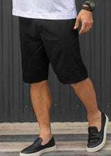 HENRY CLOTHING Ανδρική υφασμάτινη βερμούδα μαύρη Fabric Elegant 5-204-black