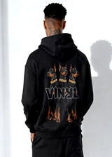 Ανδρικό μακρυμάνικο φούτερ με κουκούλα Vinyl Art Clothing-64450-01-Dogs Gang Hoodie oversized μαύρη
