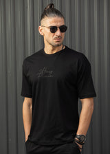 HENRY CLOTHING Ανδρική κοντομάνικη μπλούζα μαύρη 7-010-black