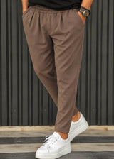HENRY CLOTHING Ανδρικό ανοιξιάτικο παντελόνι σκούρο καφέ 8-002-dark brown