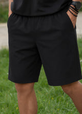 HENRY CLOTHNG Ανδρική βερμούδα υφασμάτινη μαύρη 8-013-black
