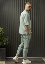 HENRY CLOTHING - Ανδρικό κοντομάνικο πουκάμισο μάο - Μέντα  9-100