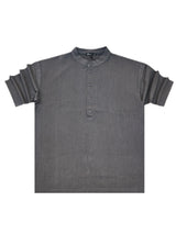 HENRY CLOTHING Ανδρικό κοντομάνικο πουκάμισο σκούρο γκρι mao 9-011-dark grey