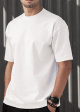 HENRY CLOTHING Ανδρική κοντομάνικη μπλούζα λευκή 9-030-white