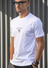 HENRY CLOTHING Ανδρική κοντομάνικη μπλούζα λευκή 9-037-white