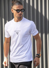HENRY CLOTHING Ανδρική κοντομάνικη μπλούζα λευκή 9-037-white