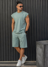 HENRY CLOTHING - Ανδρικό relaxed oversized αμάνικο - Βεραμάν 9-135