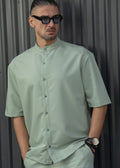 HENRY CLOTHING Ανδρικό κοντομάνικο πουκάμισο μάο μέντα 9-136-mint