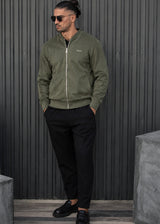 HENRY CLOTHING - Ανδρική ζακέτα Alcantara Simple Logo - Χακί 9-161